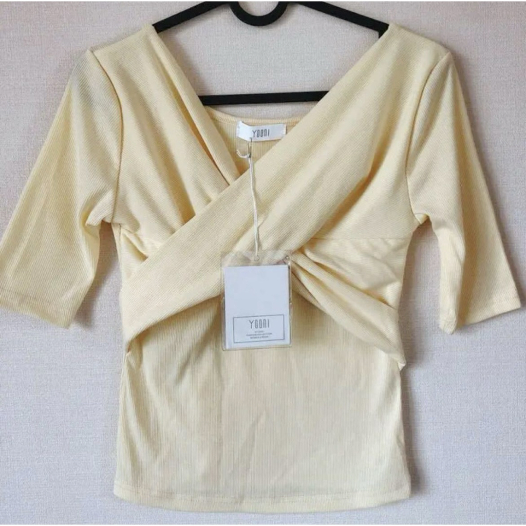 SHEIN(シーイン)の春夏　韓国通販人気トップス　可愛い　イエロー　カットソー レディースのトップス(Tシャツ(半袖/袖なし))の商品写真