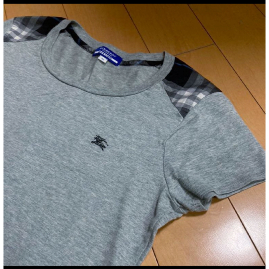 BURBERRY BLUE LABEL(バーバリーブルーレーベル)のバーバリーブルーレーベルグレー×チェックT レディースのトップス(Tシャツ(半袖/袖なし))の商品写真