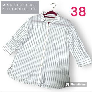 マッキントッシュフィロソフィー(MACKINTOSH PHILOSOPHY)のマッキントッシュフィロソフィー  ストライプシャツ  七分袖　M(シャツ/ブラウス(長袖/七分))