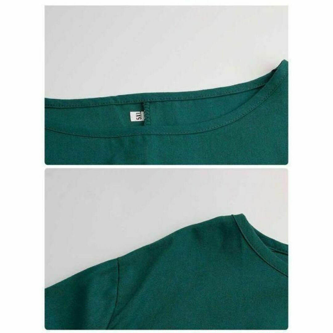スカート　★バルーン★ ゆったり　七分袖 ワンピース ロング 緑 体型カバー レディースのスカート(ロングスカート)の商品写真