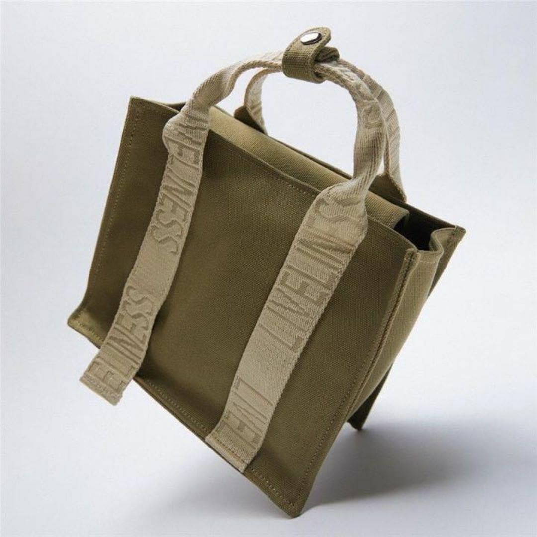 ZARA(ザラ)のZARA ロゴストラップ キャンバス ミニ トートバッグ ショルダー 韓国 ザラ レディースのバッグ(トートバッグ)の商品写真