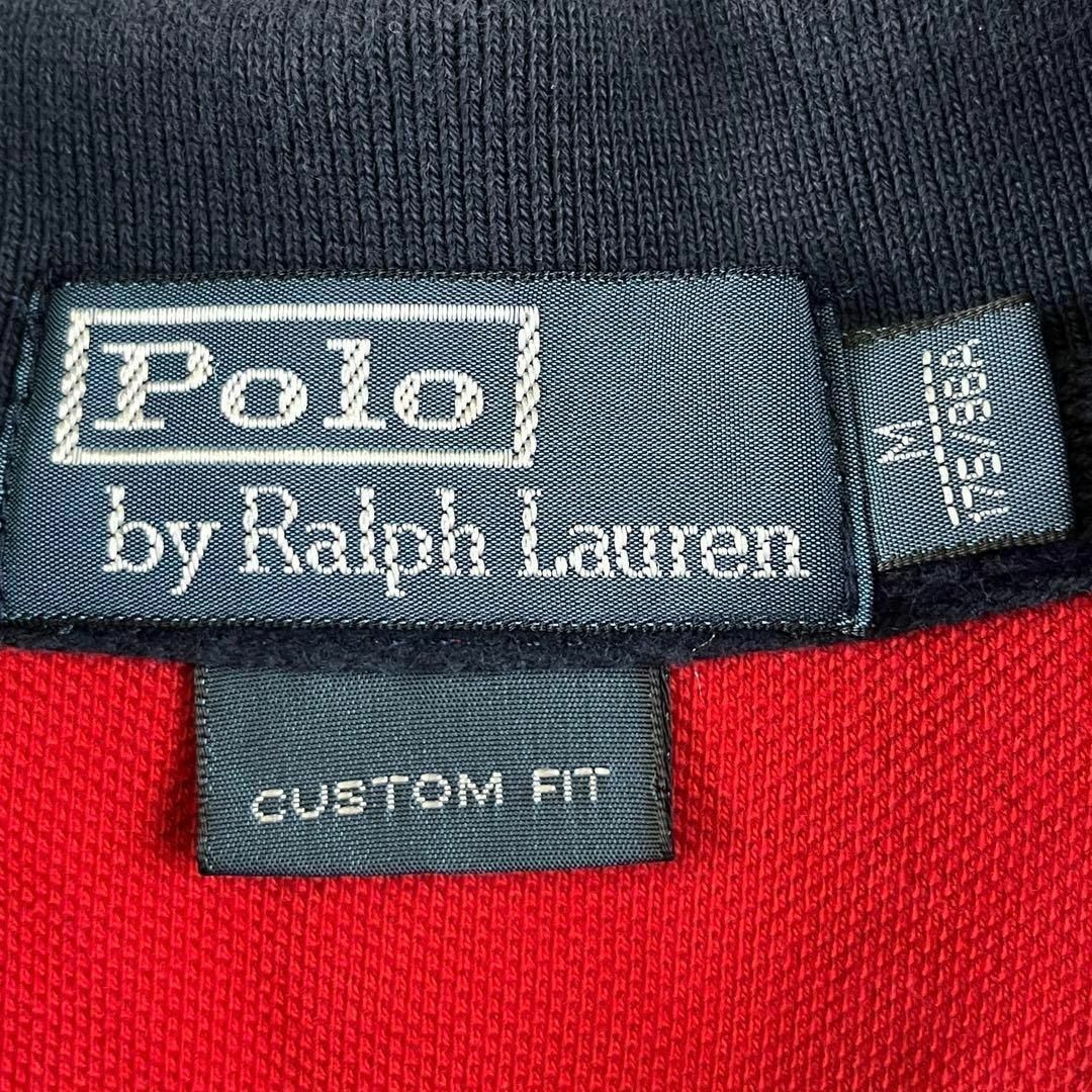 POLO RALPH LAUREN(ポロラルフローレン)の希少 90s ポロバイラルフローレン ラガーシャツ 刺繍ロゴ ワッペン レッドM メンズのトップス(ポロシャツ)の商品写真