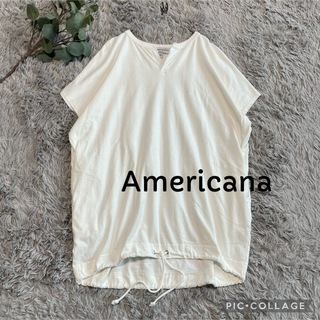 アメリカーナ(AMERICANA)のAmericanaアメリカーナ   ドローストリングフレンチスリーブTシャツ(Tシャツ(半袖/袖なし))