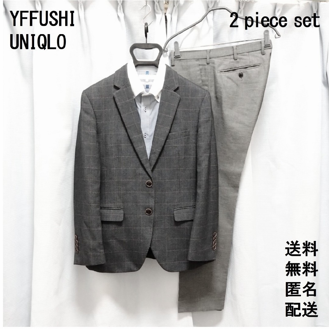 UNIQLO(ユニクロ)のYFFUSHI【M相当】ユニクロ【ビジネス 上下 ジャケパン】送料無料 匿名配送 メンズのスーツ(セットアップ)の商品写真
