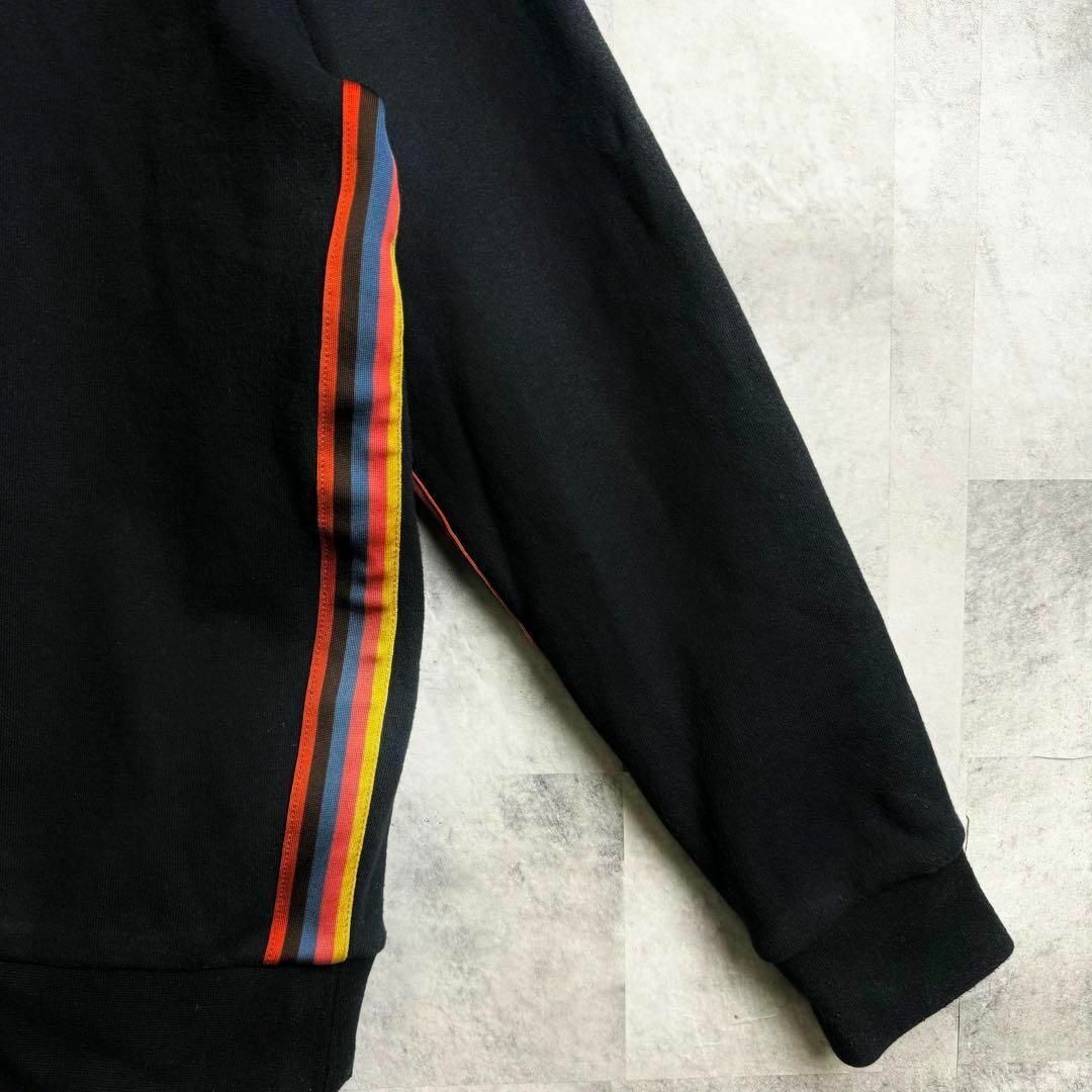 Paul Smith(ポールスミス)の希少 ポールスミス パーカー マルチカラーストライプライン ブラック M メンズのトップス(パーカー)の商品写真