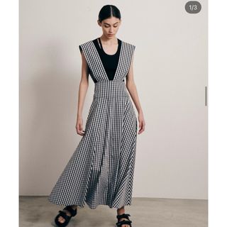 ルシェルブルーGinghamCheckHighWaist Flare Dres