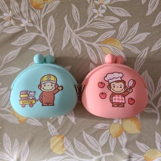 【未使用品】おさるのジョージ シリコンがま口 財布 ２個セット(キャラクターグッズ)