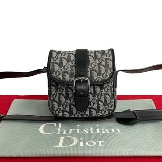 ディオール(Dior)の極 美品 袋付 Christian Dior ディオール トロッター ロゴ レザー 本革 キャンバス ミニ ショルダーバッグ ポシェット ネイビー 29938(ショルダーバッグ)