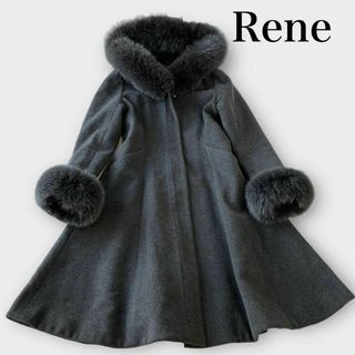 René - ルネ Rene ロングコート　アンゴラ　FOX フォックスファー　フード　S〜M