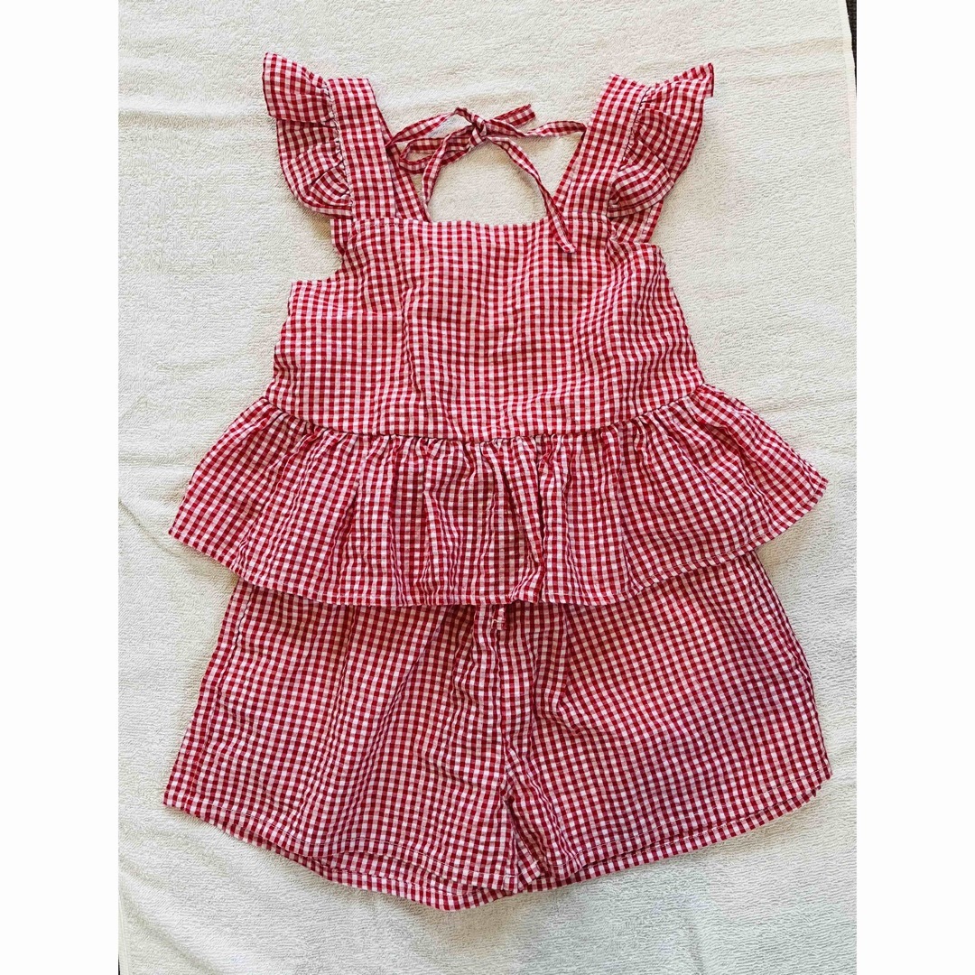 summer tripにギンガムチェックセットアップ　 キッズ/ベビー/マタニティのキッズ服女の子用(90cm~)(ブラウス)の商品写真