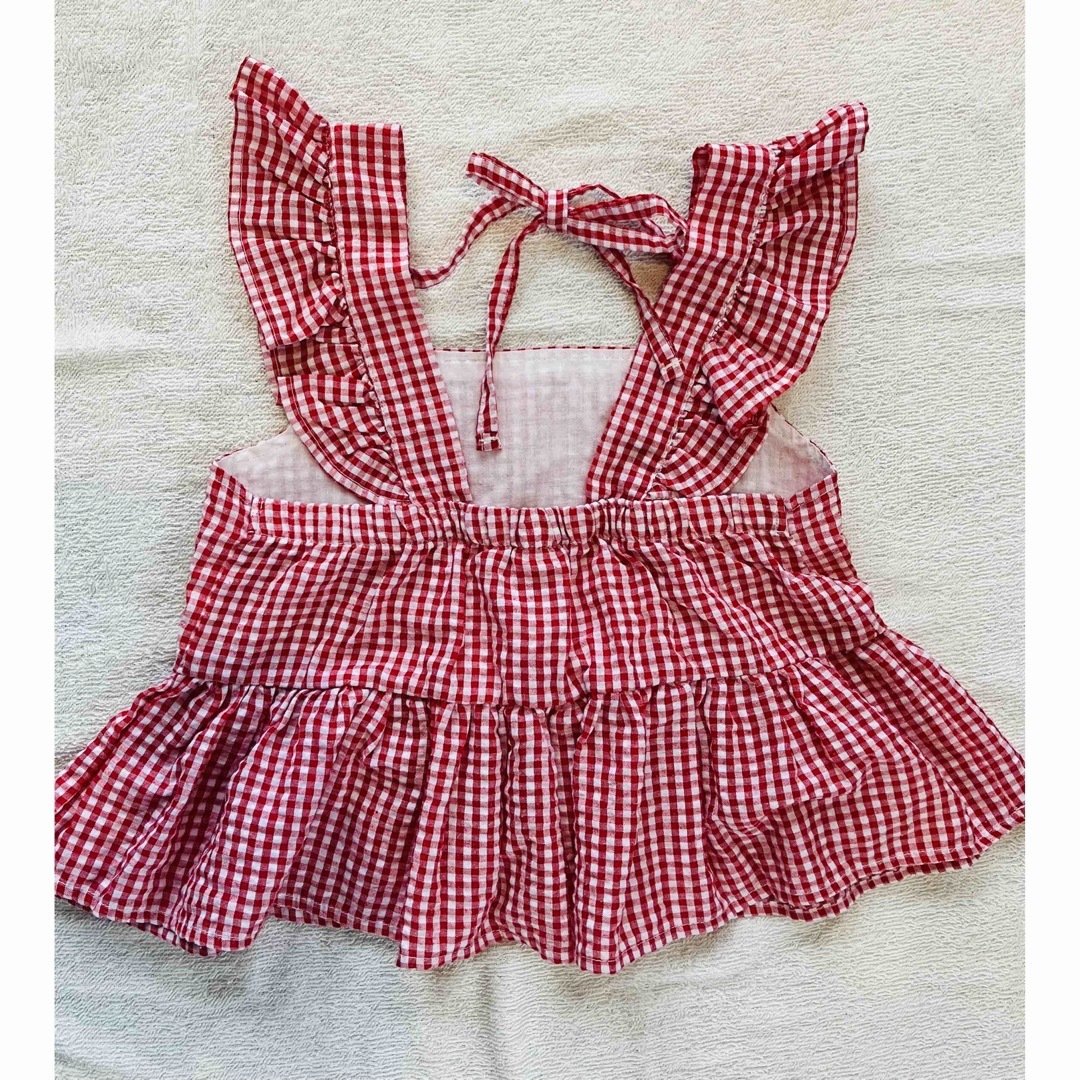 summer tripにギンガムチェックセットアップ　 キッズ/ベビー/マタニティのキッズ服女の子用(90cm~)(ブラウス)の商品写真