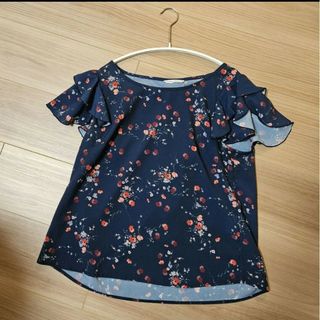 ウィルセレクション(WILLSELECTION)のウィルセレクション♡ビンテージブーケ半袖ブラウス（M　ネイビー）(シャツ/ブラウス(半袖/袖なし))