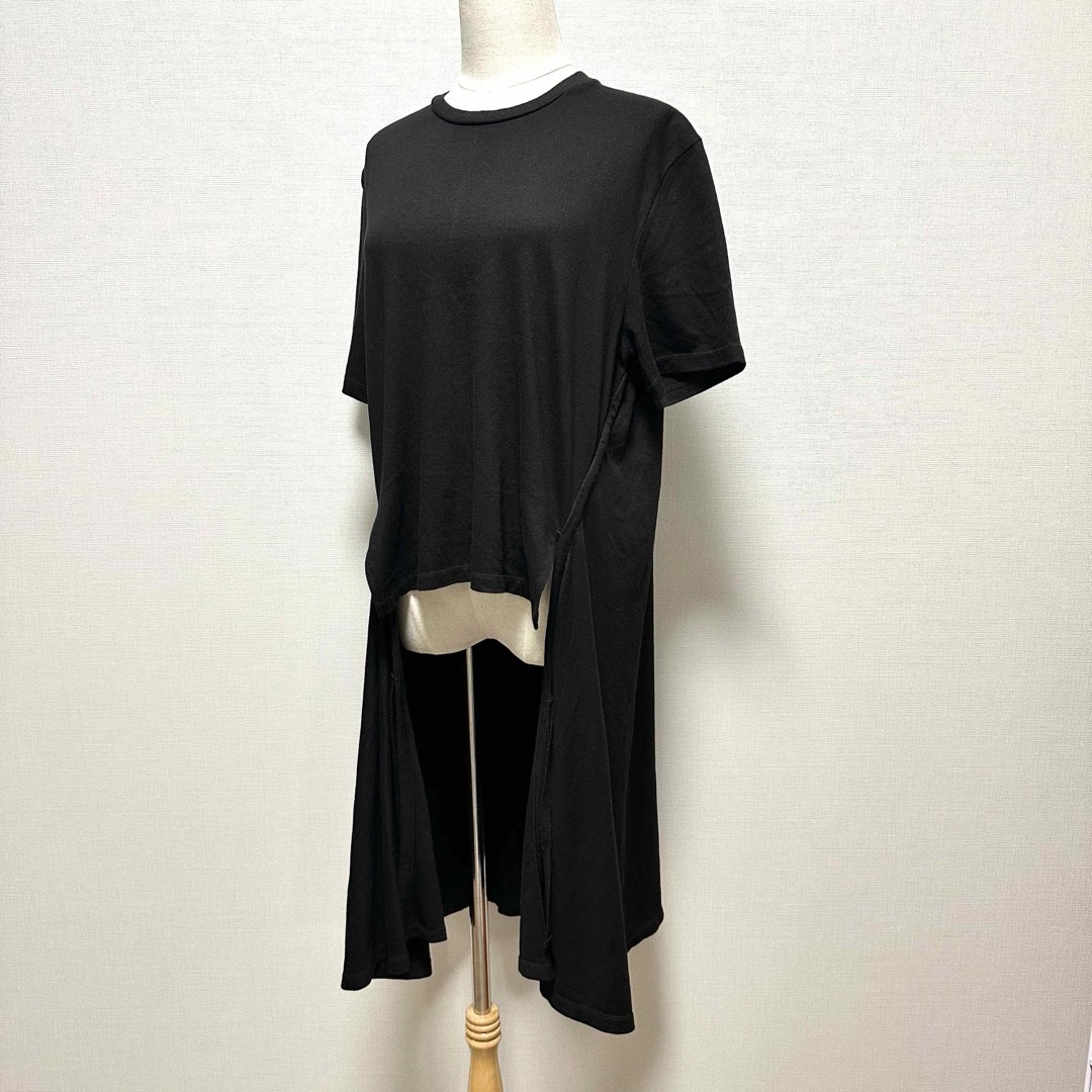 CLANE(クラネ)のCLANE バックロングドレープTシャツ ブラック レディースのトップス(カットソー(半袖/袖なし))の商品写真