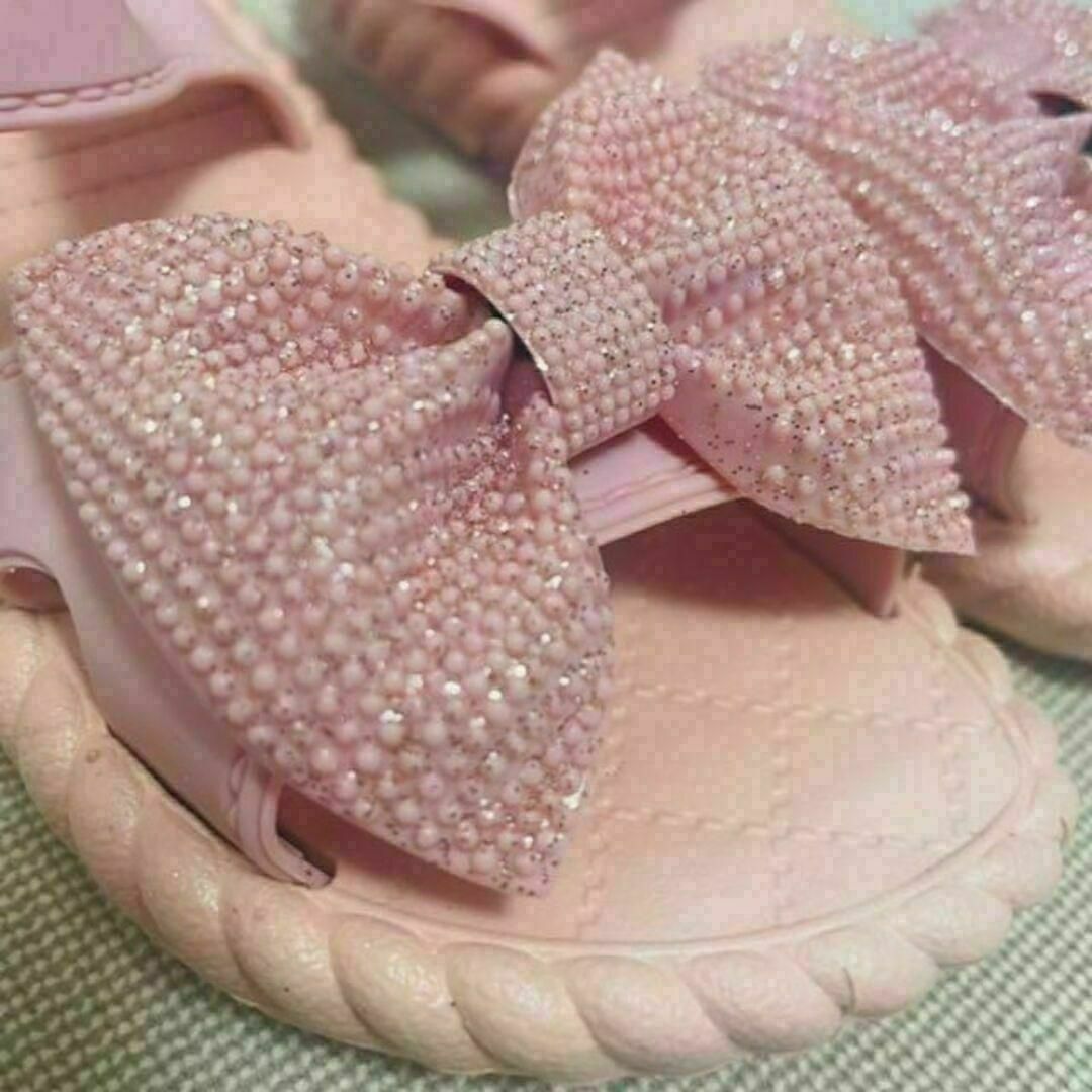 キッズサンダル 18cm 子供 シューズ 韓国 リボン 女の子 ピンク 靴 子供 キッズ/ベビー/マタニティのキッズ靴/シューズ(15cm~)(サンダル)の商品写真