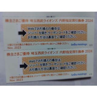 サイタマセイブライオンズ(埼玉西武ライオンズ)の西武株主優待･埼玉西武ライオンズ内野指定席引換券２枚(ベルーナドーム)(その他)