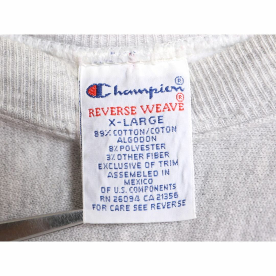 Champion(チャンピオン)の90s チャンピオン リバースウィーブ スウェット メンズ XL 古着 90年代 オールド Champion トレーナー 企業ロゴ ワンポイント 裏起毛 杢 灰 メンズのトップス(スウェット)の商品写真