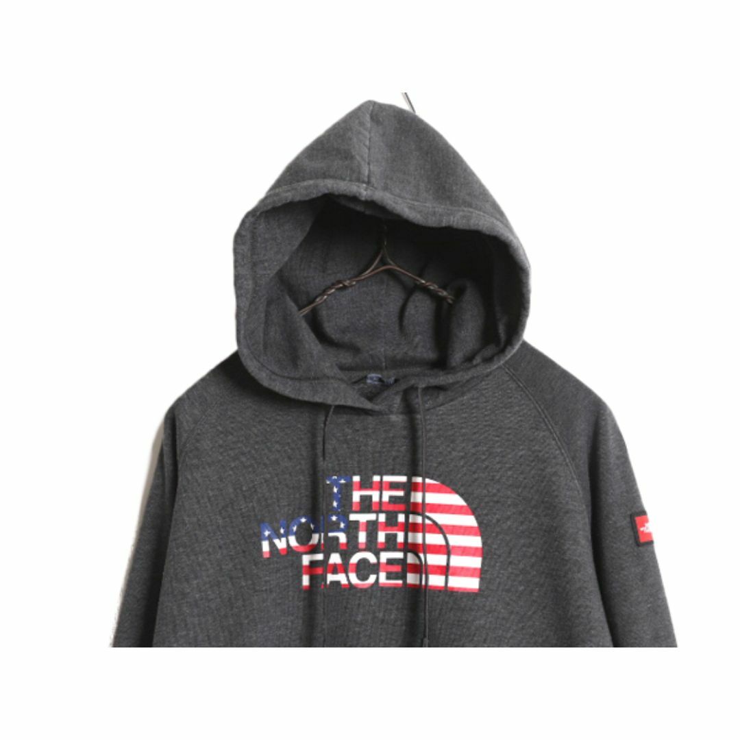 THE NORTH FACE(ザノースフェイス)の2018年 オリンピック ノースフェイス プリント スウェット フード パーカー レディース M The North face プルオーバー 裏起毛 USA 限定 灰 レディースのトップス(パーカー)の商品写真