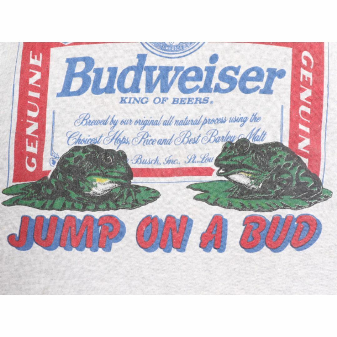 90s USA製 バドワイザー カエル イラスト プリント スウェット メンズ L 程 90年代 オールド Budweiser オフィシャル ビール 企業物 当時物 メンズのトップス(スウェット)の商品写真