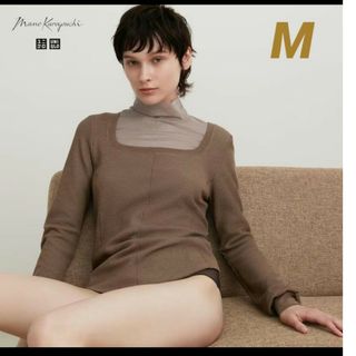 UNIQLO - マメクロ　ヒートテックウールブレンドワッフルスクエアネックT（極暖）ユニクロ　M