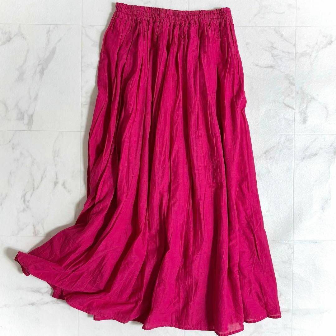 JOURNAL STANDARD relume(ジャーナルスタンダードレリューム)のジャーナルスタンダードレリューム コットンボイルギャザースカート ピンク レディースのスカート(ロングスカート)の商品写真