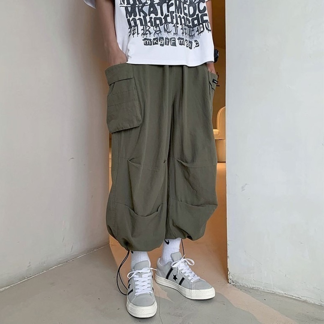 【大人気】ワークパンツ カーゴパンツ 2XL ポケット ストリート メンズ 緑 メンズのパンツ(ワークパンツ/カーゴパンツ)の商品写真