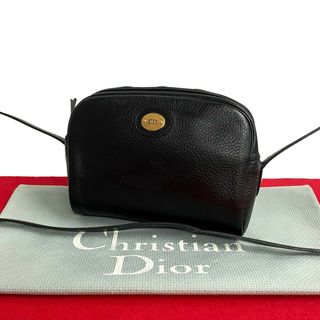 ディオール(Dior)のほぼ未使用 極 美品 Christian Dior ディオール ヴィンテージ ロゴ レザー ミニ ショルダーバッグ ポシェット ブラック 69281(ショルダーバッグ)