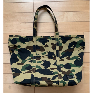 美品 BAPE カモ × PORTER トートバッグ ポーター イエローカモ