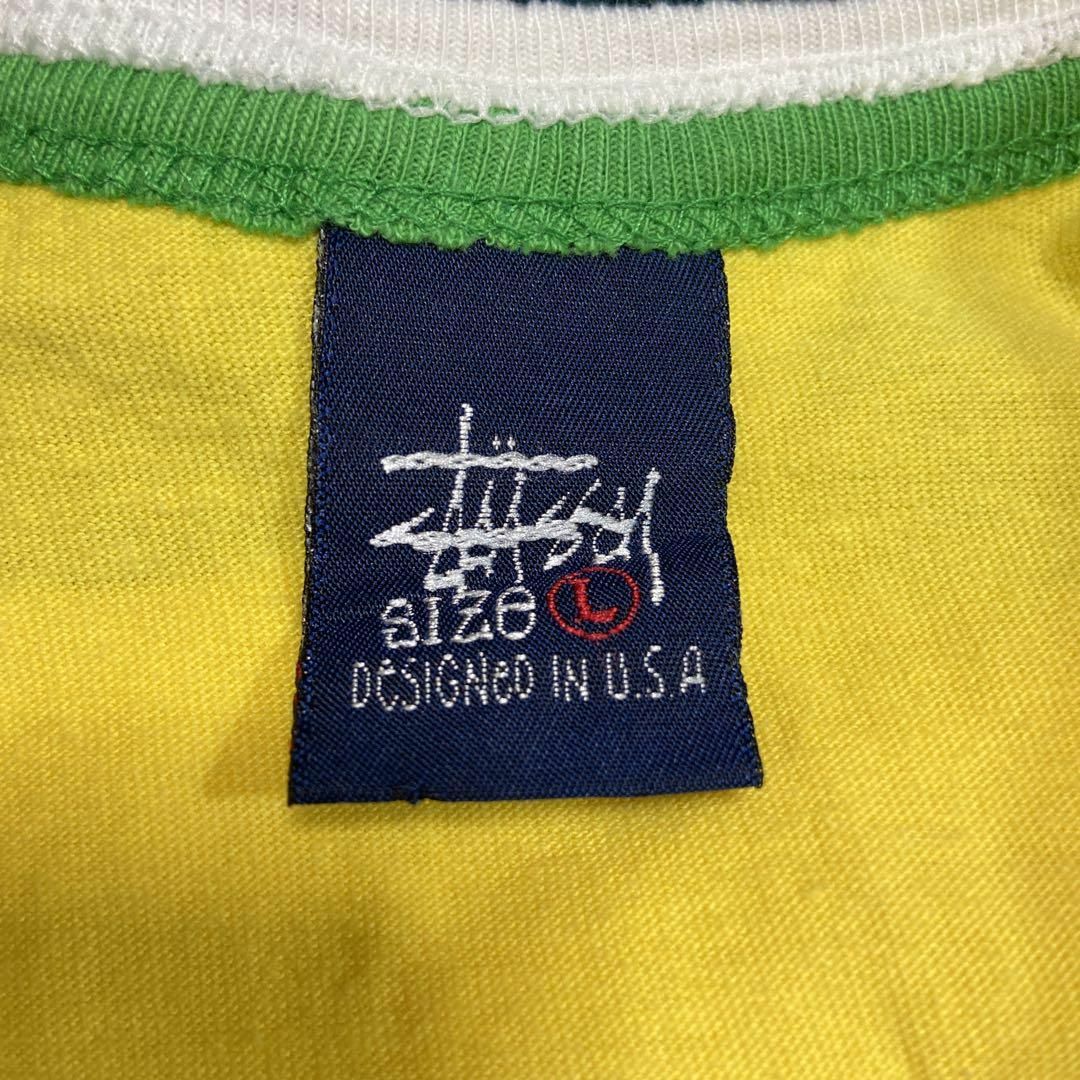 STUSSY(ステューシー)の【usa製、リンガーTシャツ】stussy古着両面プリントロゴナンバリングL メンズのトップス(Tシャツ/カットソー(半袖/袖なし))の商品写真