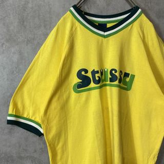 ステューシー(STUSSY)の【usa製、リンガーTシャツ】stussy古着両面プリントロゴナンバリングL(Tシャツ/カットソー(半袖/袖なし))