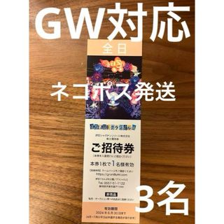 超速　伊豆シャボテンリゾート　グランイルミ　ぐらんぱる公園　全日　招待券　3名g(遊園地/テーマパーク)