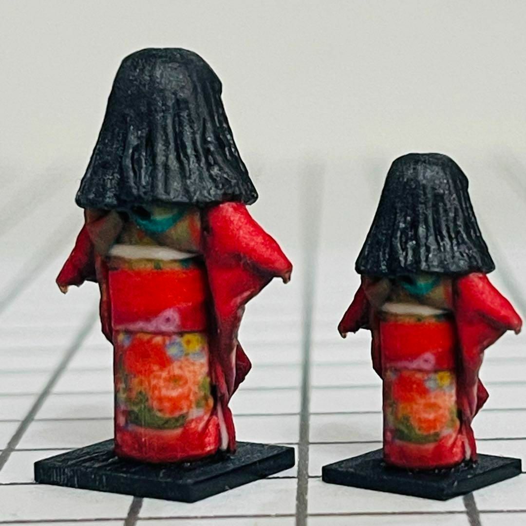 ミニチュア 日本人形2体 ドールハウスに フィギュア 1/64より大 ミニチュア 日本人形2体 ドールハウスに フィギュア 1/64より大