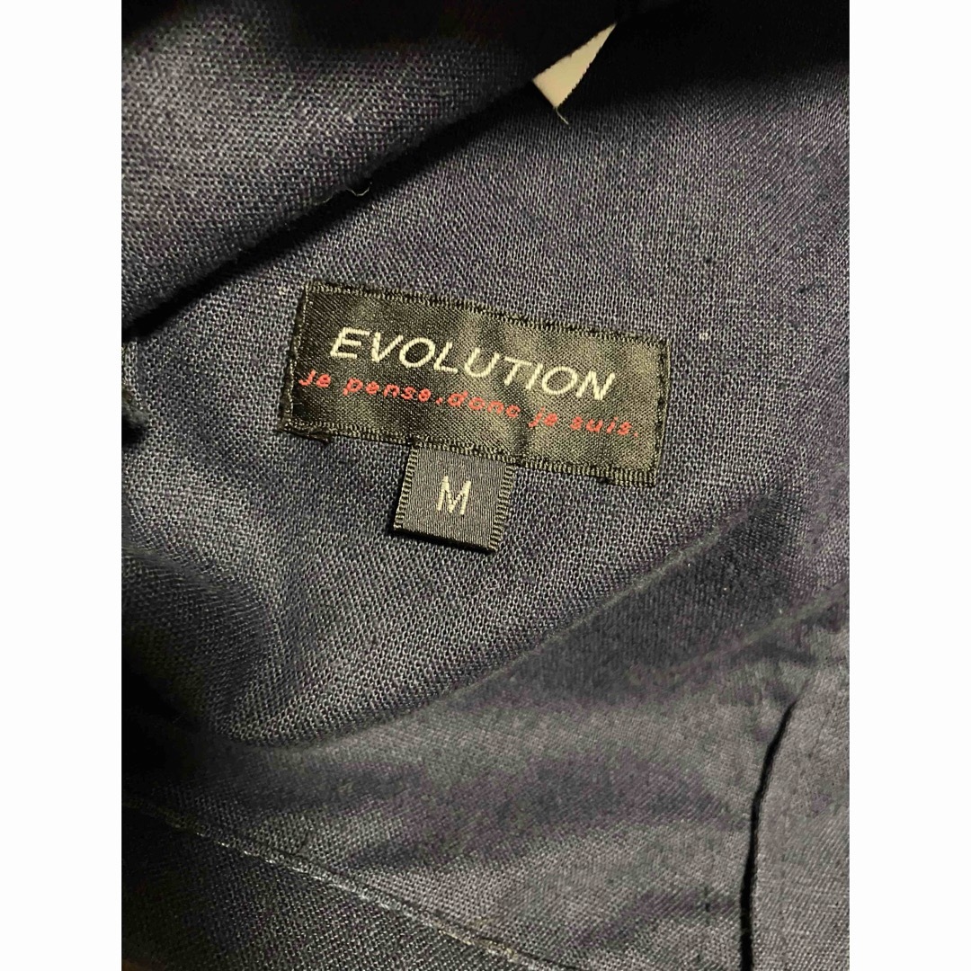 EVOLUTION(エボリューション)のEVOLUTION メンズM 麻混 春夏七分袖ジャケット ネイビー　紺 メンズのジャケット/アウター(テーラードジャケット)の商品写真