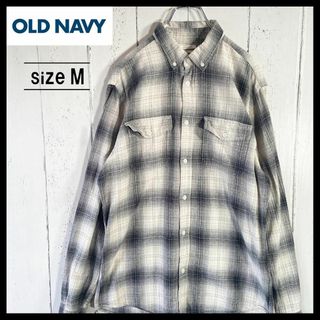 オールドネイビー(Old Navy)のOLD NAVY オンブレ シャドーチェック シャツ 長袖 90s 古着 M(シャツ)