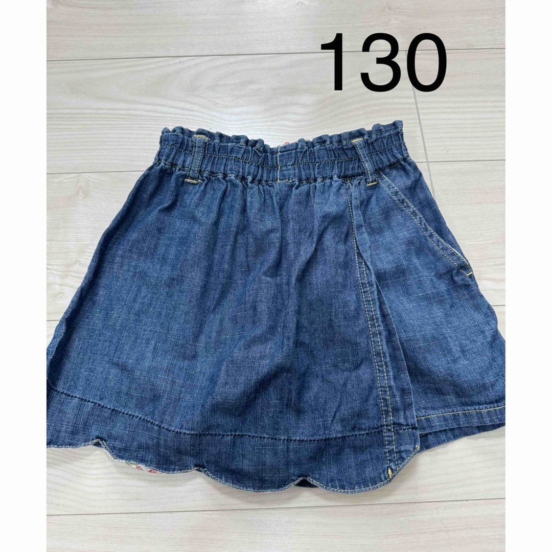 130    デニム　スカンツ キッズ/ベビー/マタニティのキッズ服女の子用(90cm~)(パンツ/スパッツ)の商品写真