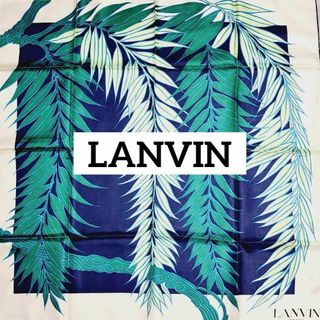 ランバン(LANVIN)の★LANVIN★ スカーフ リーフ ホワイト ネイビー グリーン(バンダナ/スカーフ)