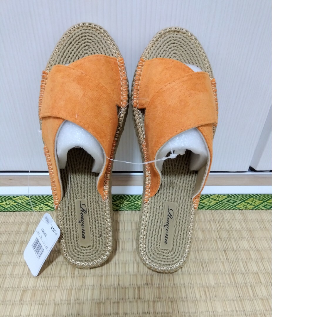 ジュート風サンダル　オレンジ Mサイズ レディースの靴/シューズ(サンダル)の商品写真