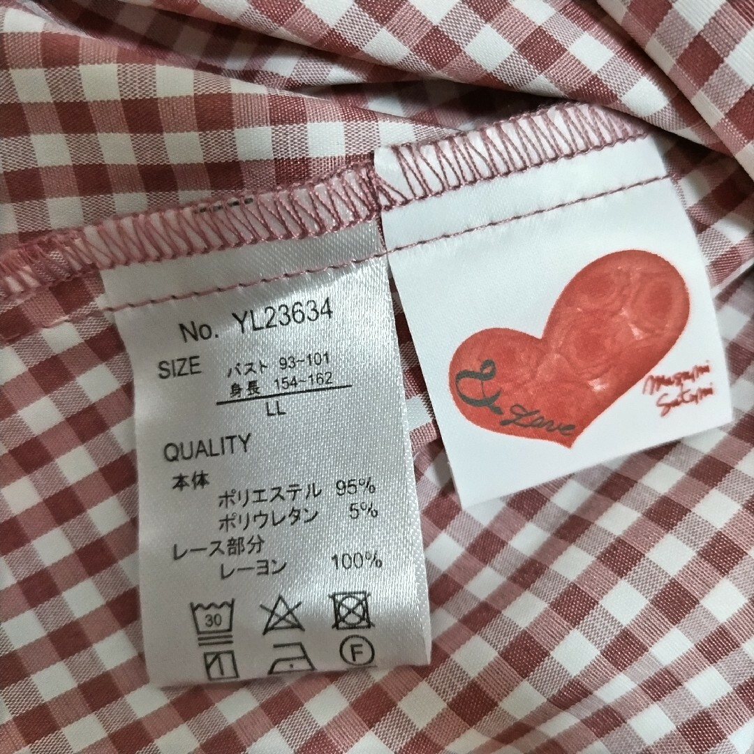&Love　赤レッドチェック半袖チュニックスモック レディースのトップス(シャツ/ブラウス(半袖/袖なし))の商品写真