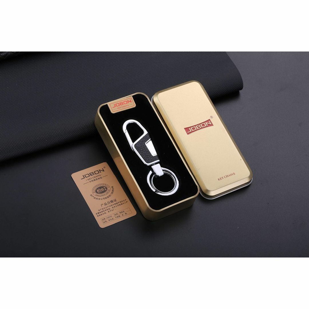 色:タイプ2AIXUAN 亜鉛合金と黒い革のキーホルダーは2つのキーホルダー メンズのバッグ(その他)の商品写真