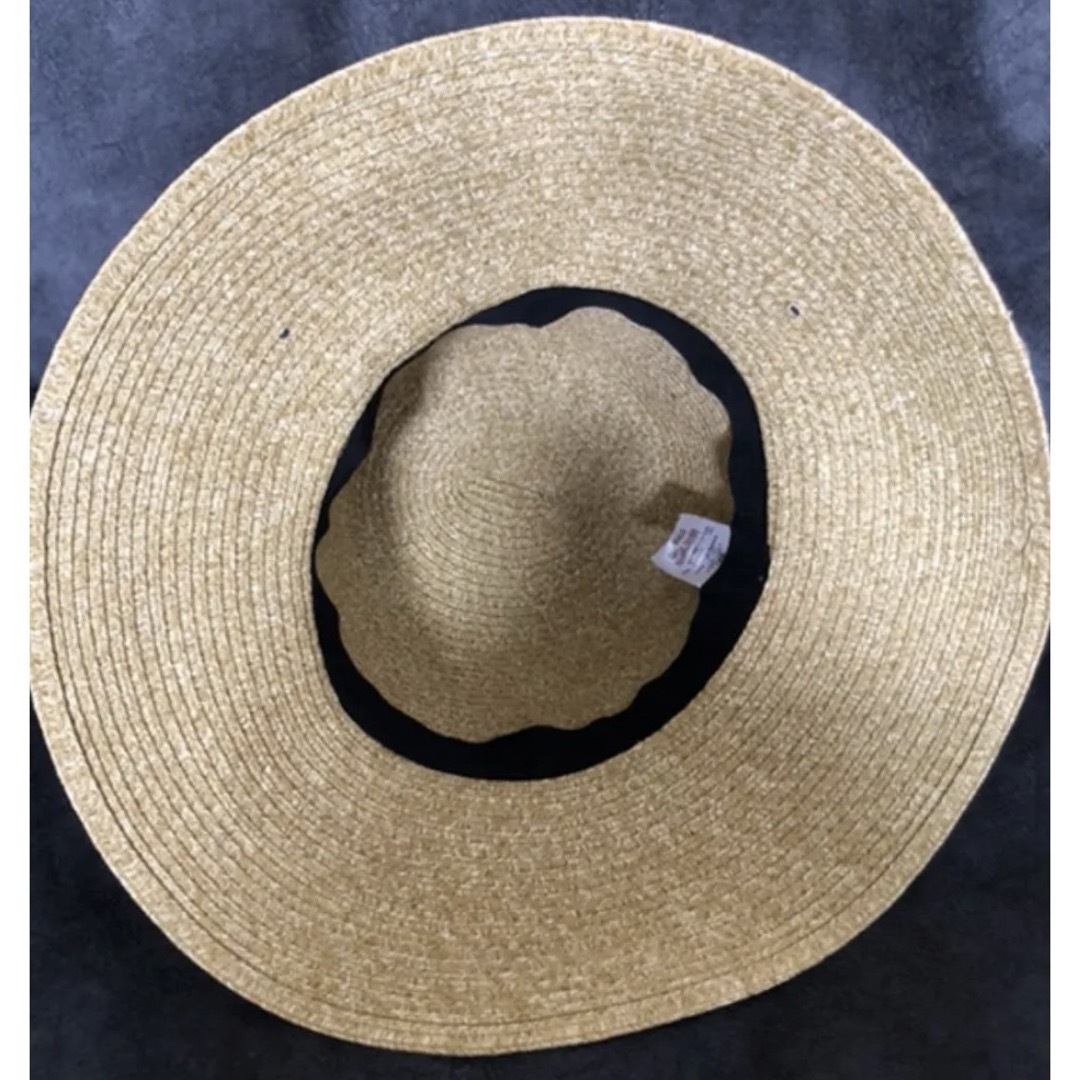 1538 リボン付き　ストローハット　ネイビー　麦わら帽子　レディース　ハット レディースの帽子(麦わら帽子/ストローハット)の商品写真