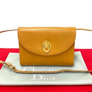 ディオール(Dior)の極 美品 保存袋付き Christian Dior クリスチャンディオール ヴィンテージ CD ロゴ 金具 レザー ショルダーバッグ ブラウン 11223(ショルダーバッグ)