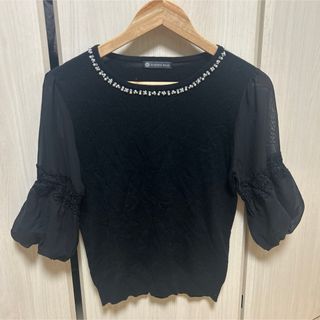 ザラ(ZARA)のトップス　ブラック(カットソー(長袖/七分))