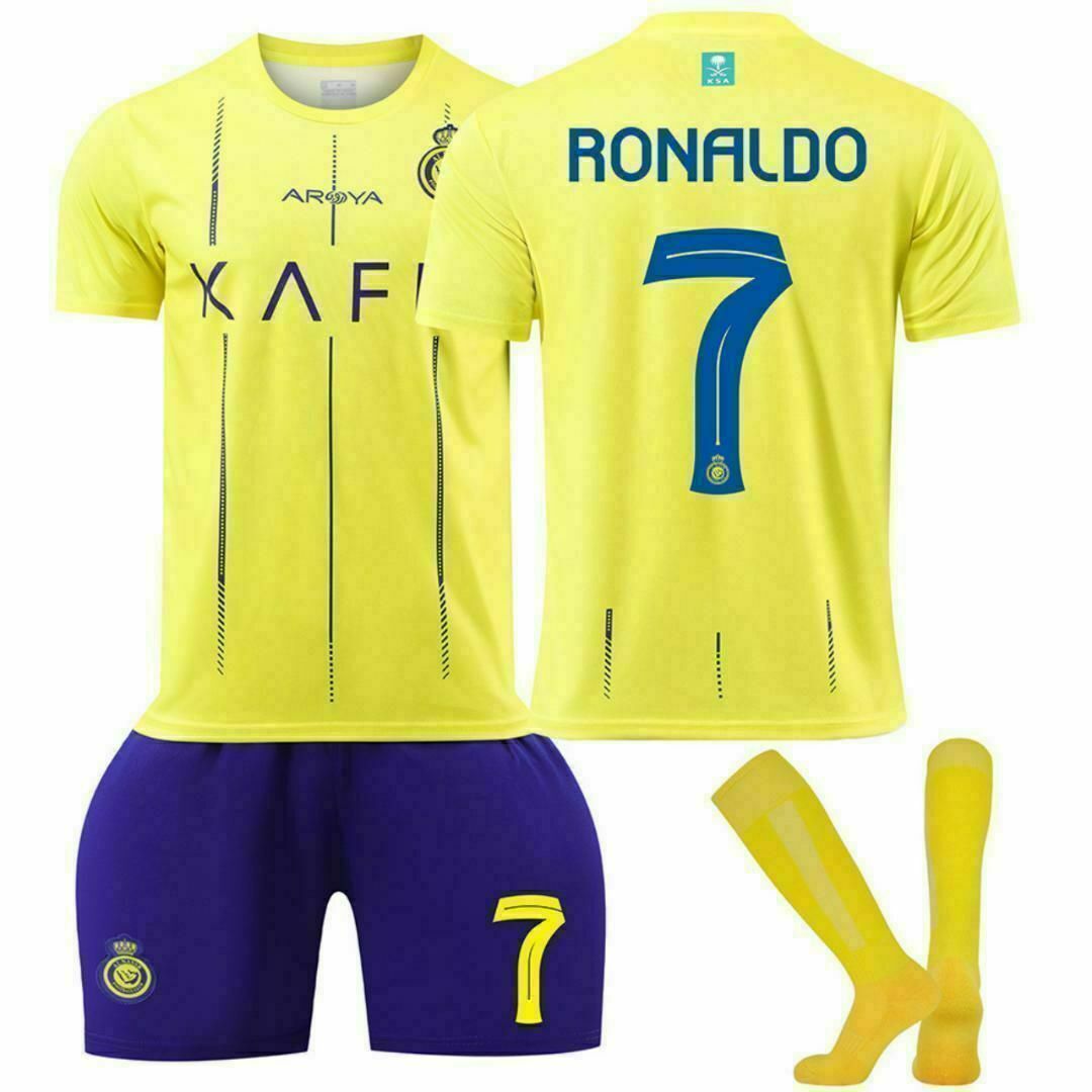 アル・ナスル クリロナ 140 黄色⚽子供サッカーユニフォーム キッズ キッズ/ベビー/マタニティのキッズ服男の子用(90cm~)(その他)の商品写真