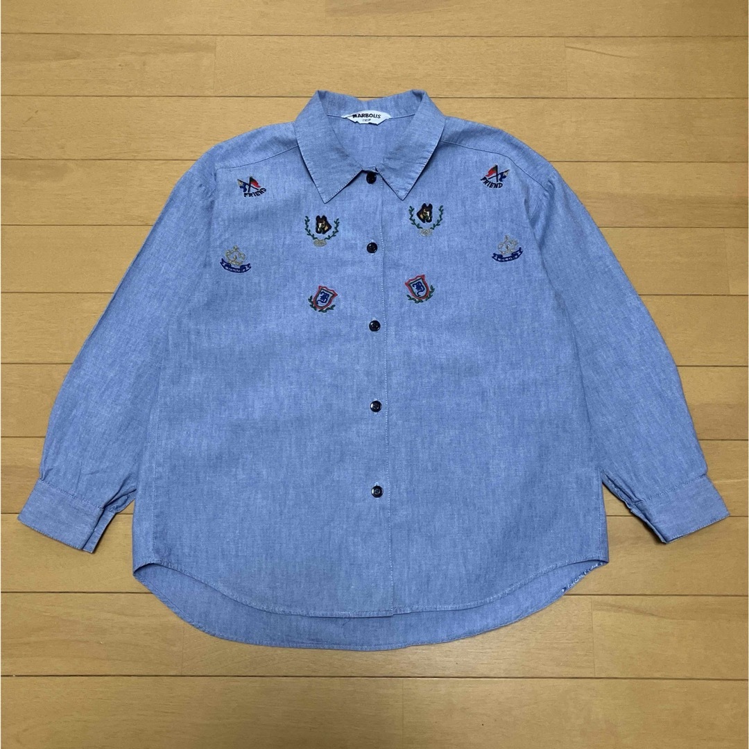 長袖シャツ　ブルー　MARBOUS   130 キッズ/ベビー/マタニティのキッズ服女の子用(90cm~)(ブラウス)の商品写真