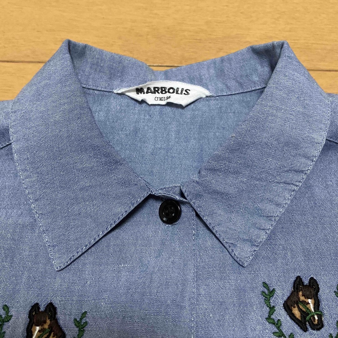 長袖シャツ　ブルー　MARBOUS   130 キッズ/ベビー/マタニティのキッズ服女の子用(90cm~)(ブラウス)の商品写真