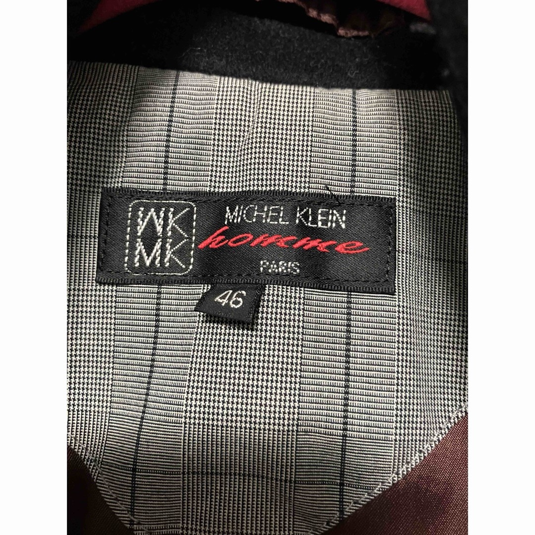 MK MICHEL KLEIN homme(エムケーミッシェルクランオム)の美品　ミッシェルクランオム　ブラックピーコートショート丈　サイズ46 メンズのジャケット/アウター(ピーコート)の商品写真
