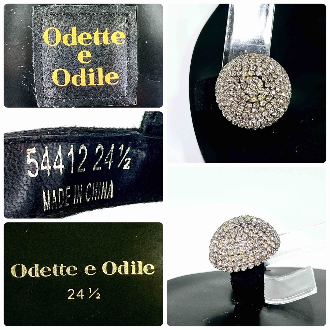 Odette e Odile(オデットエオディール)の【ほぼ新品】オデットエオディール ビジュー トングサンダル 黒 24.5 レディースの靴/シューズ(サンダル)の商品写真