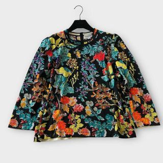 ヴィンテージ(VINTAGE)の婦人XL〜XXL マルチカラー　　トップス　長袖　レイヤード　花柄　　レディース(Tシャツ(長袖/七分))