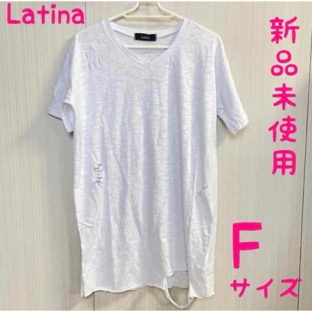 LATINA（ANAP）(ラティーナアナップ)の新品未使用　Tシャツ　LATINA ラティーナ　トップス  ダメージ　シンプル レディースのトップス(Tシャツ(半袖/袖なし))の商品写真