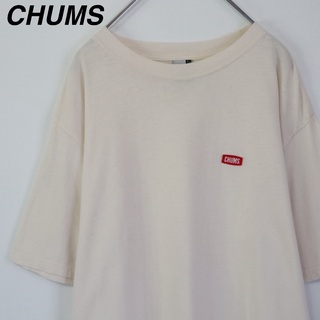 【大人気】チャムス／Tシャツ　刺繍ロゴ　L〜XL相当　オフホワイト　ウール混
