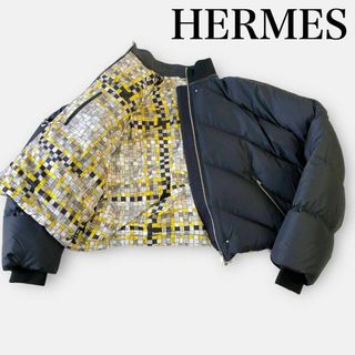 エルメス(Hermes)のエルメス 19年ボルデュック柄 ダウンジャケットS〜M ゴルチエ期 リバーシブル(ダウンジャケット)